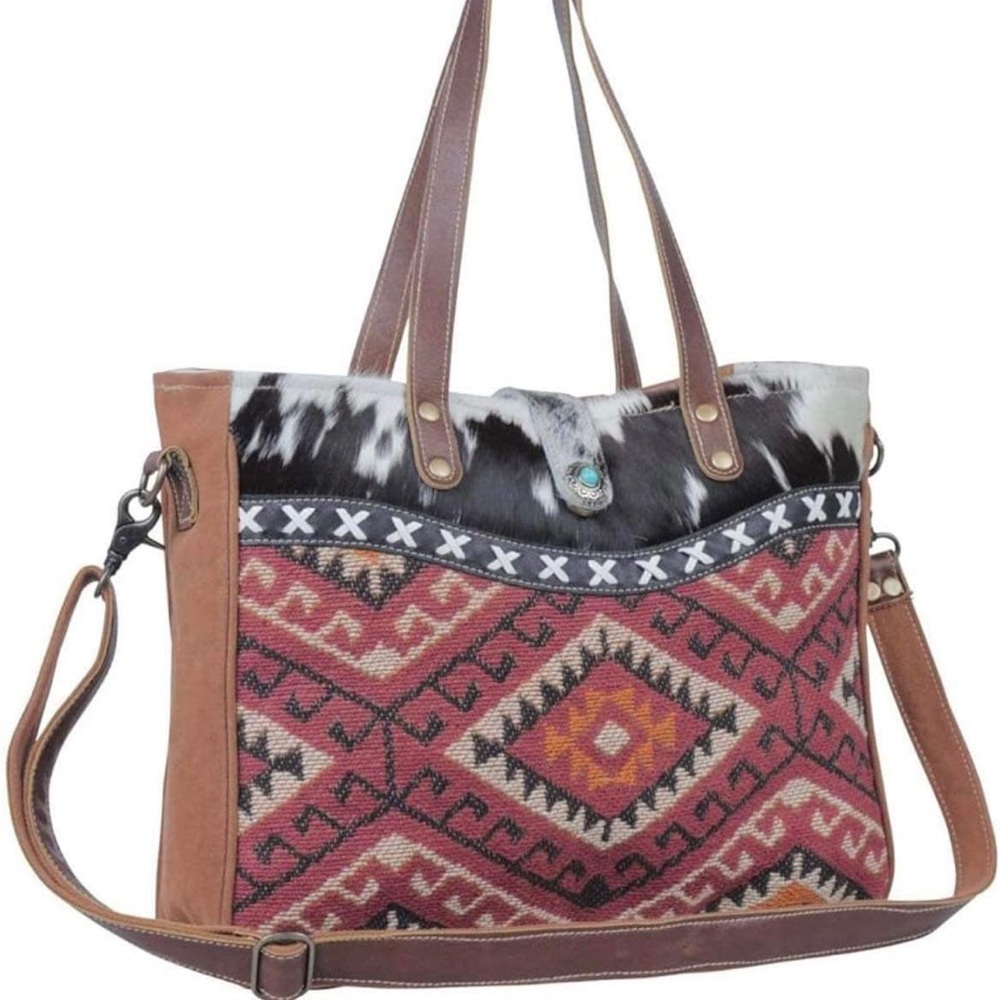 Myra Real Cowhide + Serape Messenger Bag